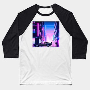 Neon streat in Cyberpunk city Baseball T-Shirt